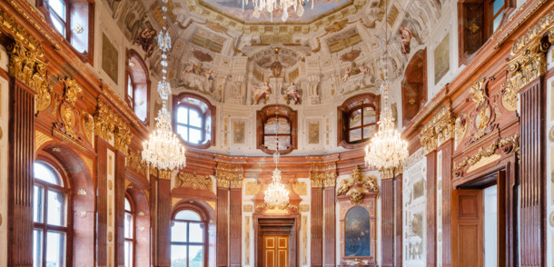     interior view baroque palace Upper Belvedere marmor hall 